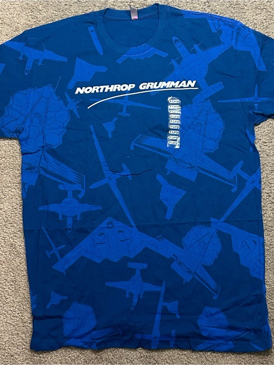 NWT Northrop Grumman Blue AOP Planes B2 Bomber T Shirt Men’s XL